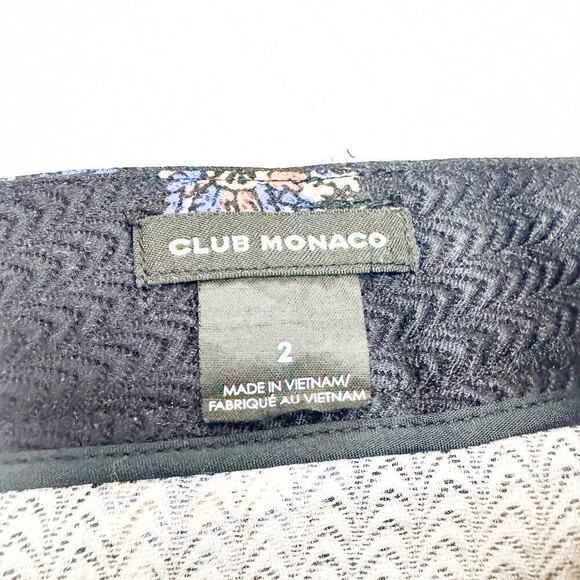 Club Monaco Silk Wool Flower Patterned Print Slack Pants Navy Size 2 - Picture 7 of 9